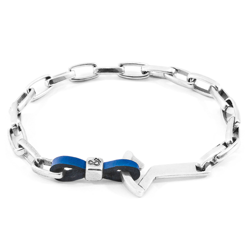 Royal Blue Frigate Silver & Leather Bracelet