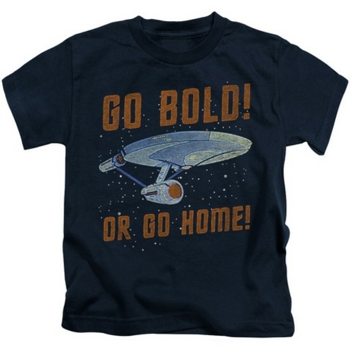 Trevco Star Trek-Go Bold - Short Sleeve Juvenile 18-1 Tee - Navy- Larg