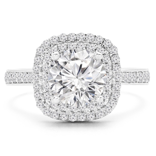 Majesty Diamonds MD190430-3 0.8 CTW Round Diamond Double Cushion Halo 