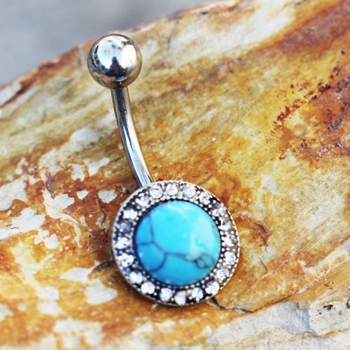 Antique Jeweled Turquoise Navel Ring