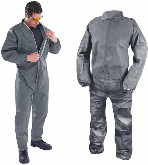 Disposable Coverall 66" Long. Gray Polypropylene 50 gsm Workwear