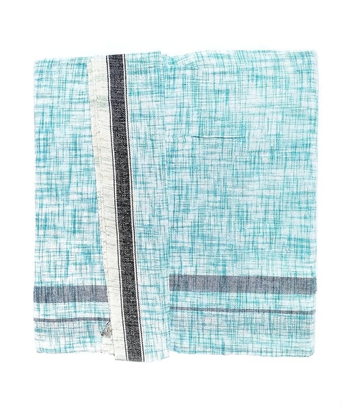 Main Khadi Cotton Lungi GreenColor Slub Design Pack of 1 image