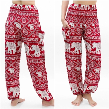 Burgundy Elephant Print Maternity Lounge Pants