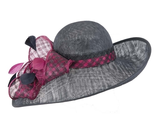 Large Navy & Fuchsia Ladies Fashion Racing Hat