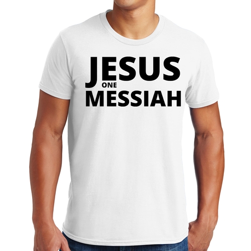 Mens Graphic T-shirt Jesus one Messiah Black Illustration