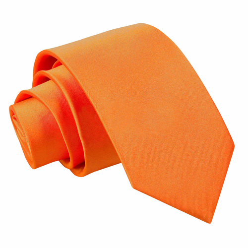 Plain Satin Slim Tie - Burnt Orange