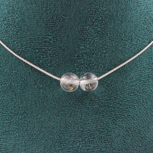 Quartz 8 mm 2 beads necklace.
