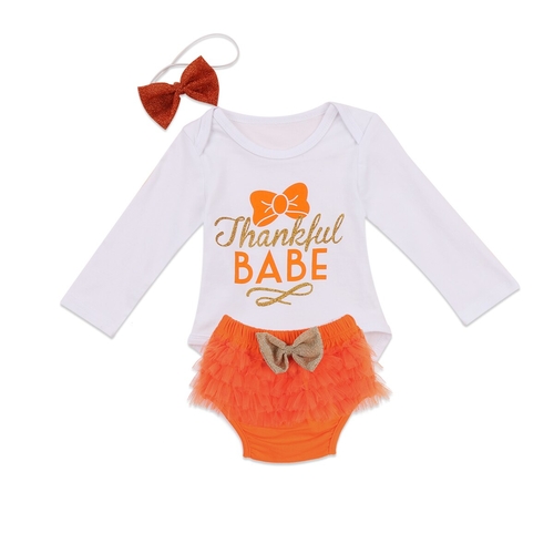 3PCS Newborn Infant Baby Girls Outfit Clothes Bow