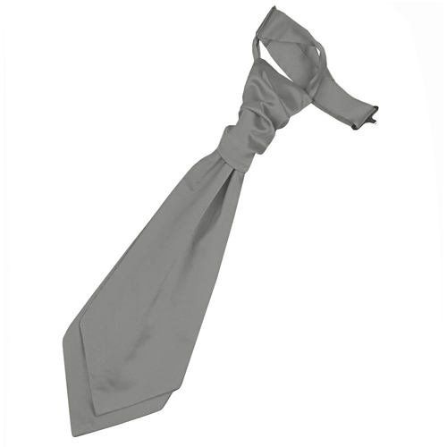Plain Satin Pre-Tied Ruche Cravat - Boys - Platinum