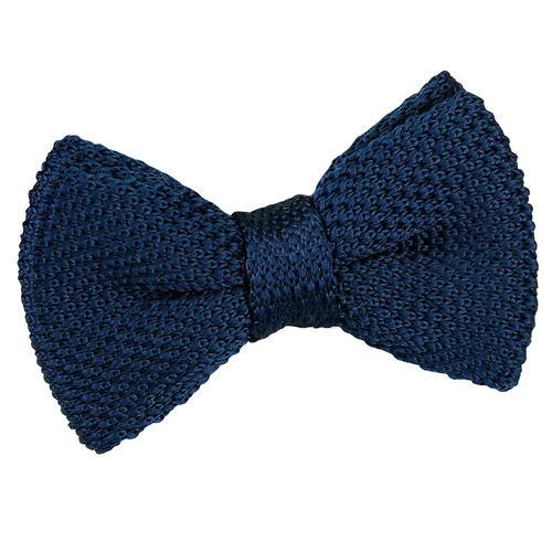 Plain Knitted Pre-Tied Bow Tie - Boys - Navy Blue