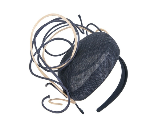 Designers navy & nude pillbox fascinator