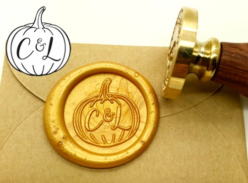 Pumpkin Initials Wax Seal Stamp Halloween Personalized Monogram