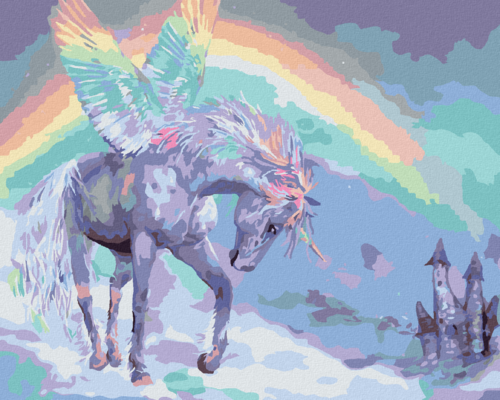 Zuty - Paint by Numbers - UNICORN WITH WINGS AND A RAINBOW (CAROL