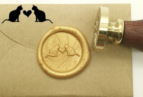 Lovely Heart Cat Wax Seal Stamp Kit Wedding Invitation Sealing Wax