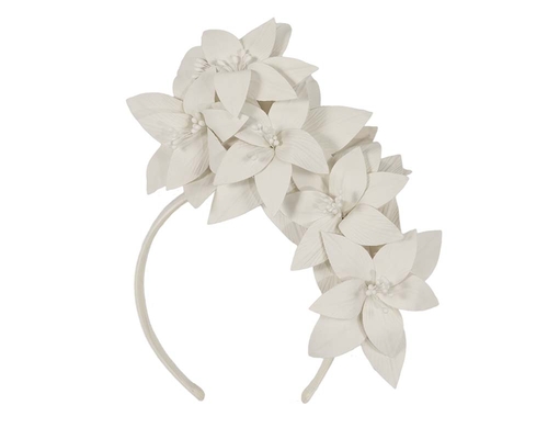 Ivory leather flower headband fascinator