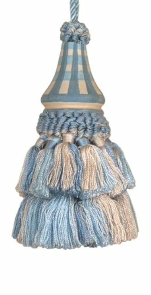 123 Creations C032 Blue Checks hand painted tassel