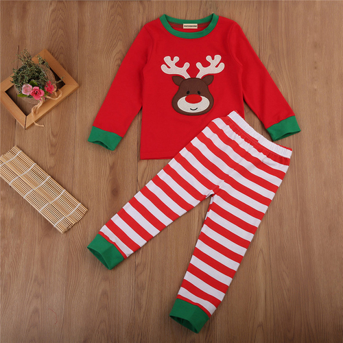 2018 Baby Boys Girls Christmas Pajamas Kids Long
