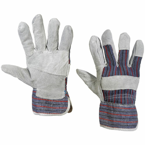 Box Partners GLV1021M Leather Palm with Safety Cuff Gloves, Gray -
