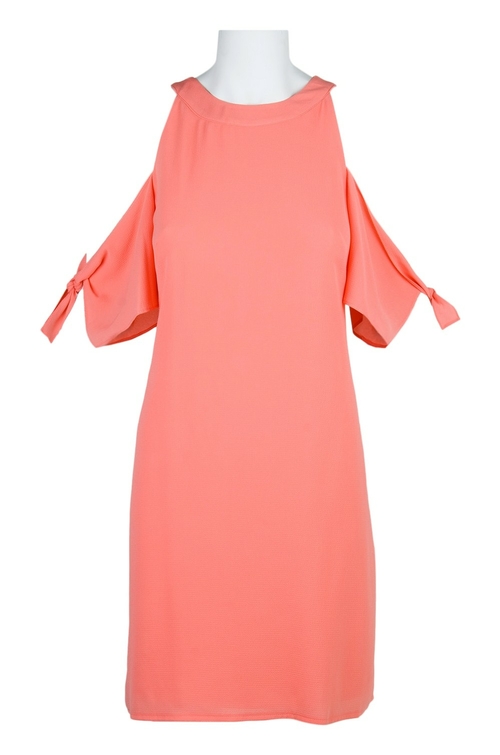 London Times Scoop Neck Cutout Shoulder Keyhole Back Solid Polyester