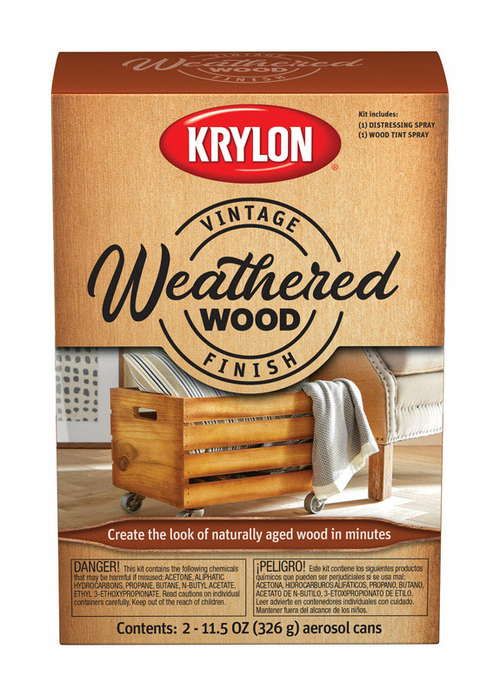 Krylon 1915339 11.5 oz Vintage Finish Weathered Wood Paint Kit, Pa