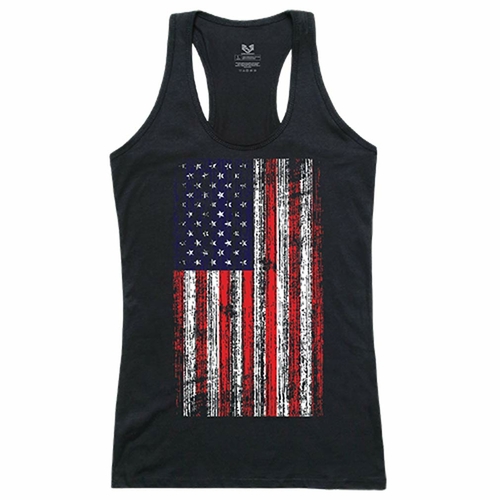 Rapid Dominance G02-800-BLK-01 Graphic Tanks, Distressed Flag,