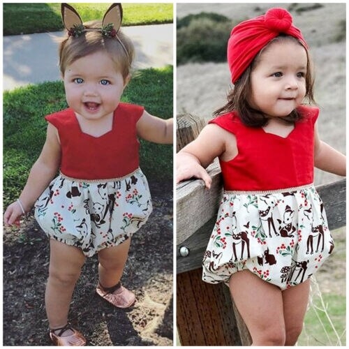 Newborn Kid Baby Girls Deer Clothes Jumpsuit