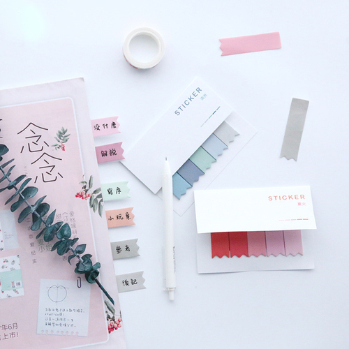 Cute Solid Color Sticker Bookmark Stick