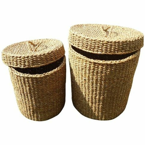 Decorative box DKD Home Decor Seagrass (44 x 44 x 45 cm) (2 Pieces)