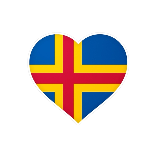 Autocollant en coeur Drapeau d'Åland en plusieurs tailles