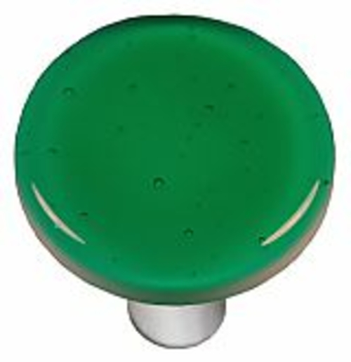 Hot Knobs HK1021-KRA Emerald Green Round Glass Cabinet Knob - Aluminum