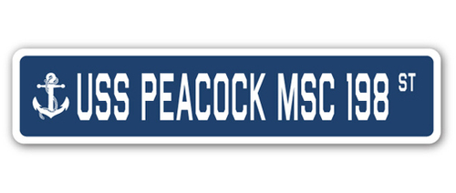 SignMission SSN-Peacock Msc 198 4 x 18 in. A-16 Street Sign - USS Peac