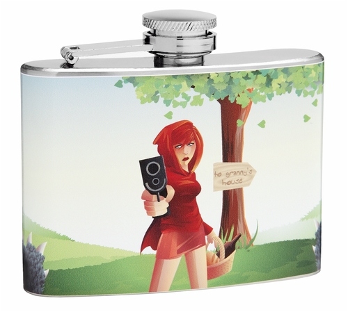 4oz Little Red Riding Hood Hip Flask, Gift Box, Funnel and Shot