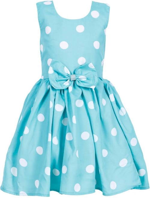 Girls Midi/Knee Length Casual Dress  (Light Blue, Sleeveless)