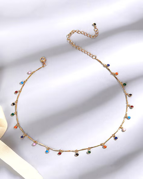 Stone-Studded Short Necklace