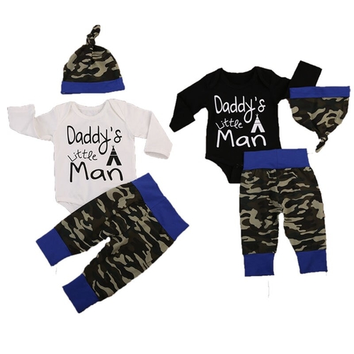 3Pcs Camo Little Man Fall Blue Infant Baby