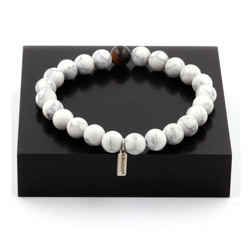 Howlite + Tiger's Eye Bracelet 8 mm Beads.
