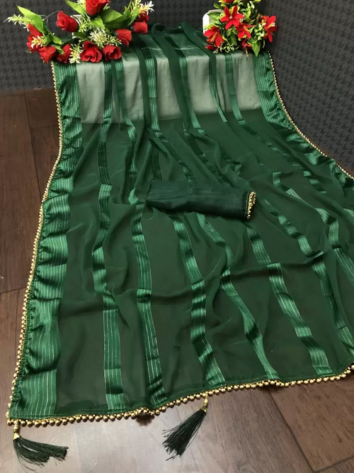 Self Design Assam Silk Tussar Silk Saree  (Dark Green)