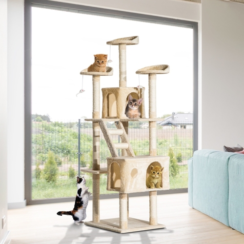 PawHut 71-Inch Multi Level Scratching Cat Tree Kitty Condo  Activity