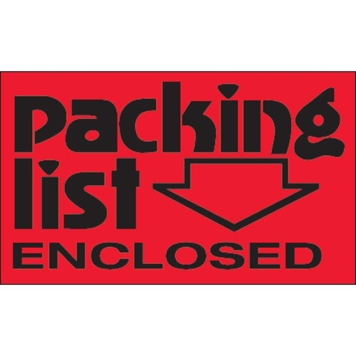 Tape Logic DL1074 3 x 5 in. - Packing List Enclosed Fluorescent Red La