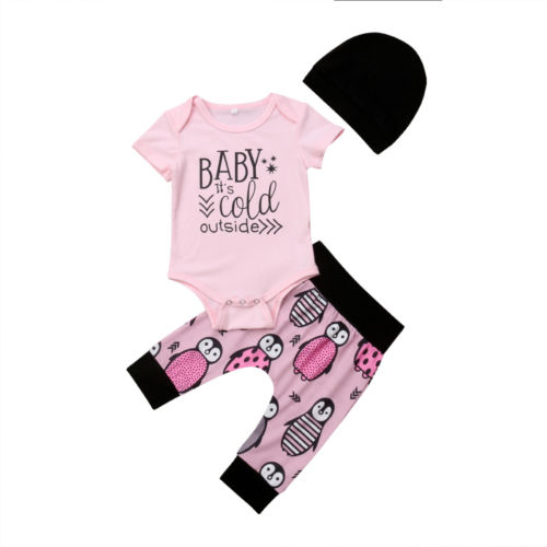 Cute Newborn Baby Girl Penguin Print Summer