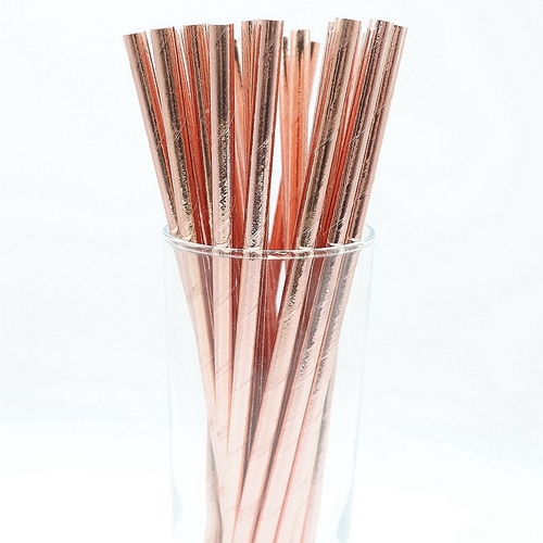 25pcs Foil Gold Rose Gold Silver Paper Straws