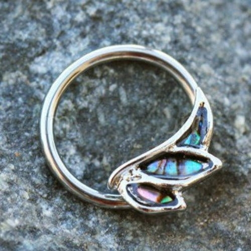 316L Stainless Steel Abalone Shell Angel Wing Snap-in Captive Bead