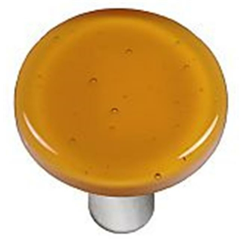 Hot Knobs HK1013-KRA Medium Amber Round Glass Cabinet Knob - Aluminum 