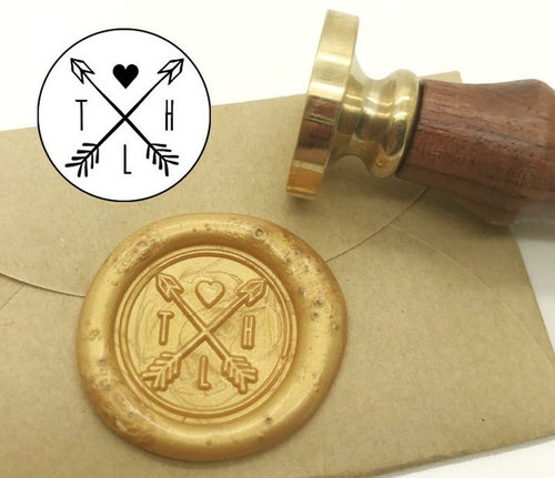 Arrow Initials Wax Seal Stamp Personalized Monogram Custom