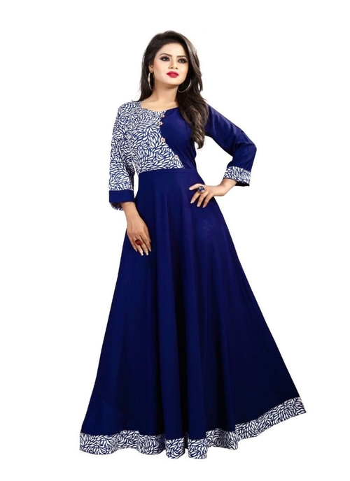 Blue Color American Crepe Gown