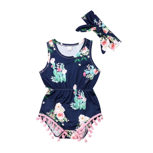 Newborn Baby Girls Bodysuits Summer 2pcs