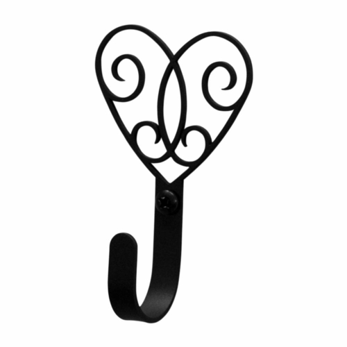 Wrought Iron Victorian Heart Wall Hook Decorative Small