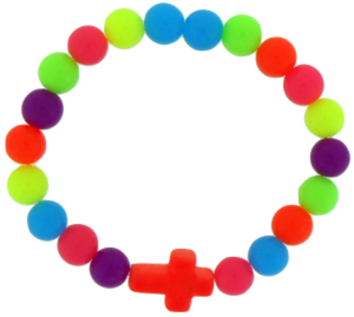 Solid Rock Jewelry 144795 Elastic Plastic with Orange Cross Bracelet