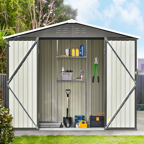 Patio 8ft x6ft Bike Shed Garden Shed, Metal Storage Shed with