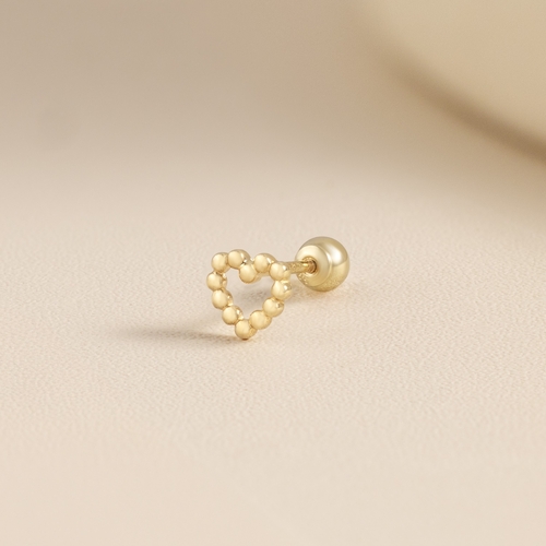 14K (58.5%) SOLID GOLD DOTTIE HEART PIERCING